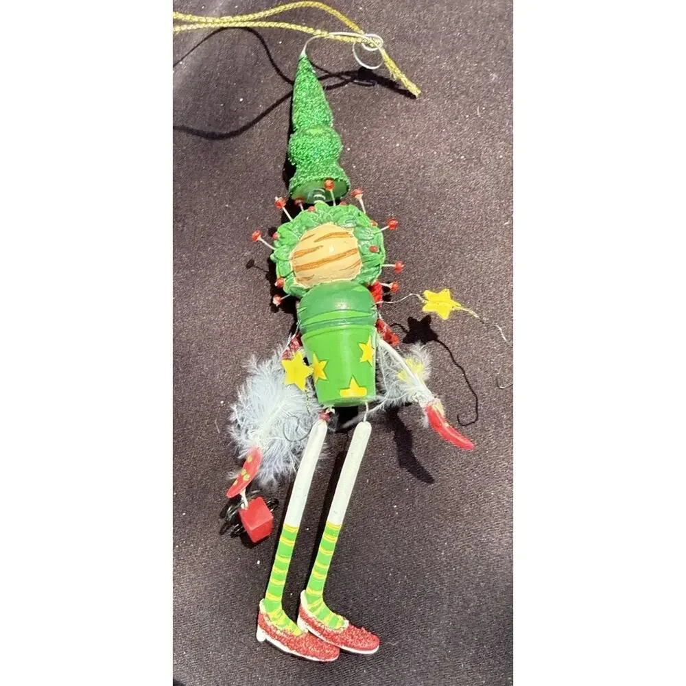 Vintage Katherines Collection Dangle Leg Cat Elf Christmas Ornament Rare! -K2